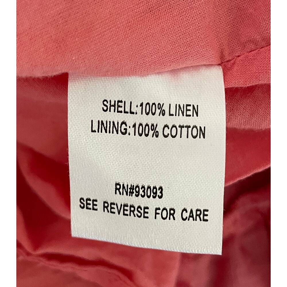 Tyler Boe Ansley Linen Mini Puff Sleeve Tiered Dress Coral Pink Small Beachy - Picture 12 of 13